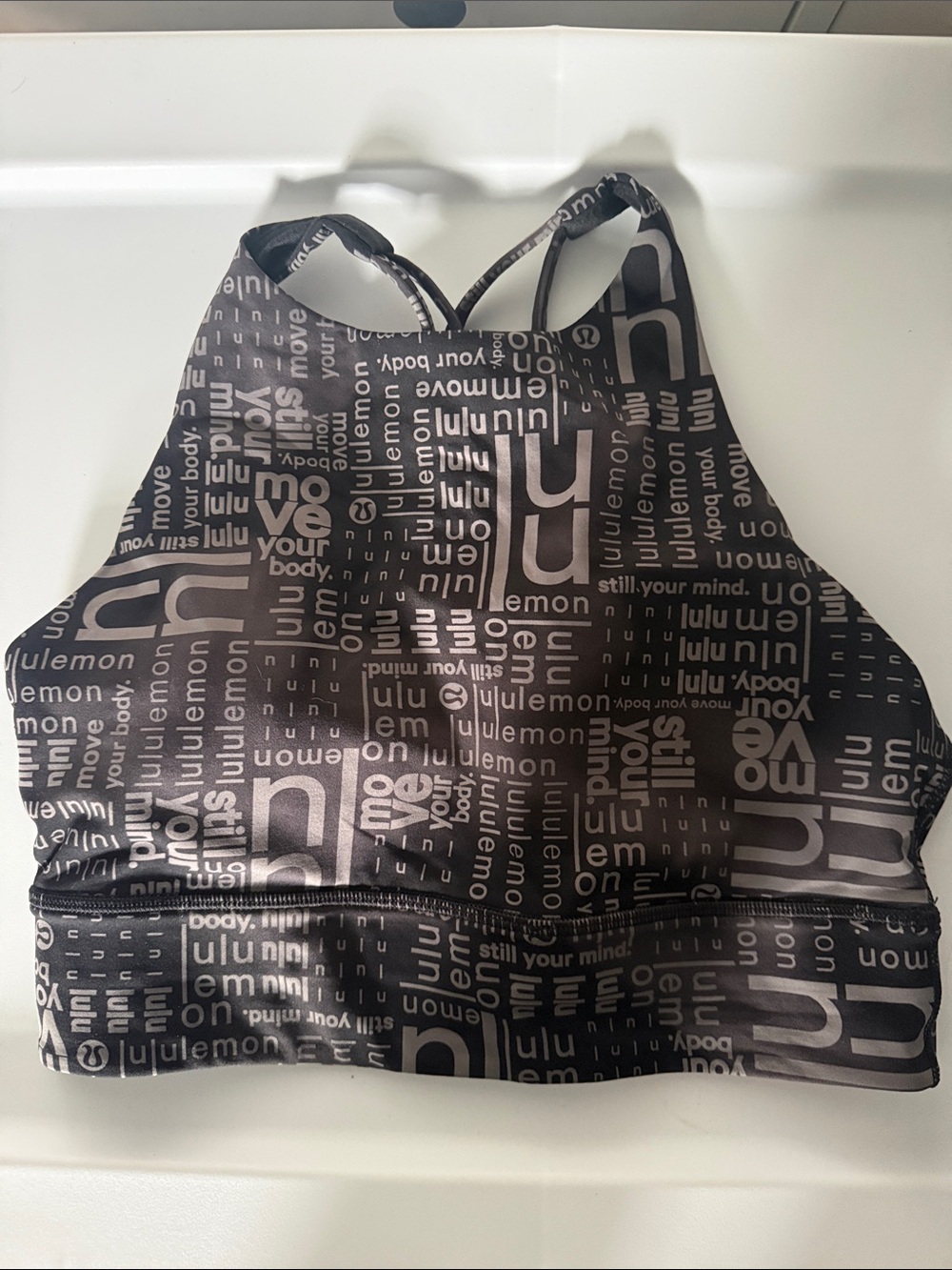 lululemon athletica Black Logo-Print High Neck Sports Bra